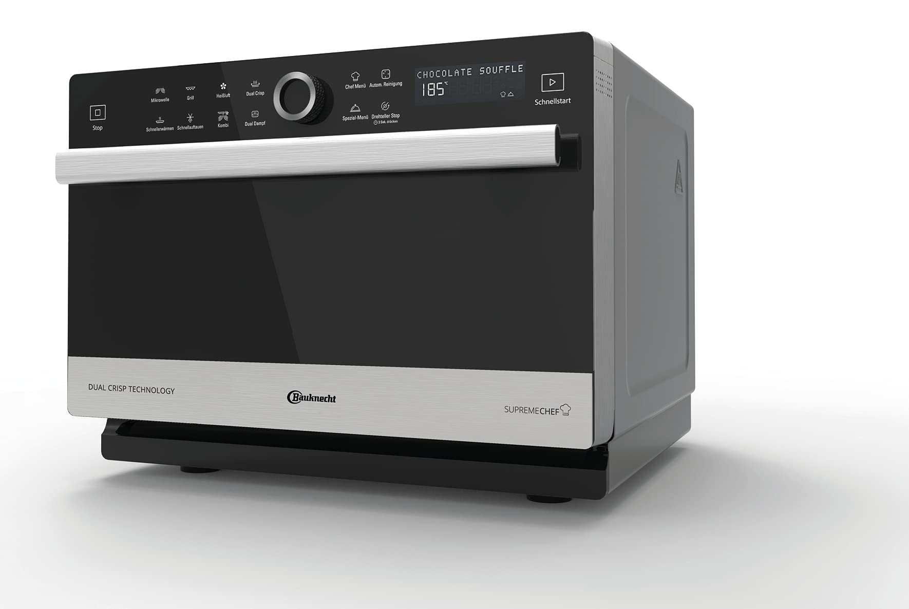 Mikrowelle freistehend 33 l mit 5-in-1-Funktion, 1000 Watt, CrispFry, Heißluft, Dampfgarfunktion und XXL Grill