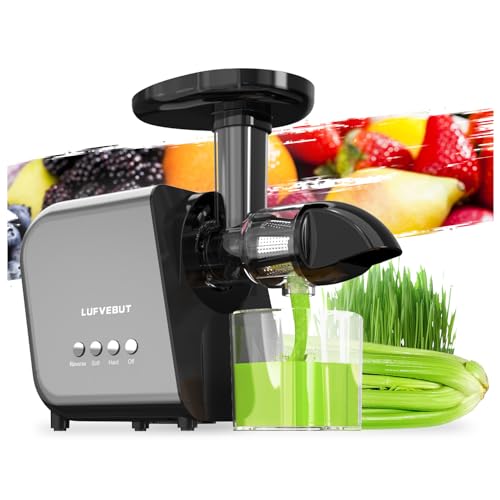 Slow Juicer Machine for Vegetables and Fruits Cold Press Masticating Juicer Extractor Celery Wheatgrass Leafy Greens Carrot Ginger Beet, Easy to Clean Juicer BPA Free Reverse Function,Dishwasher Safe : Home & Kitchen