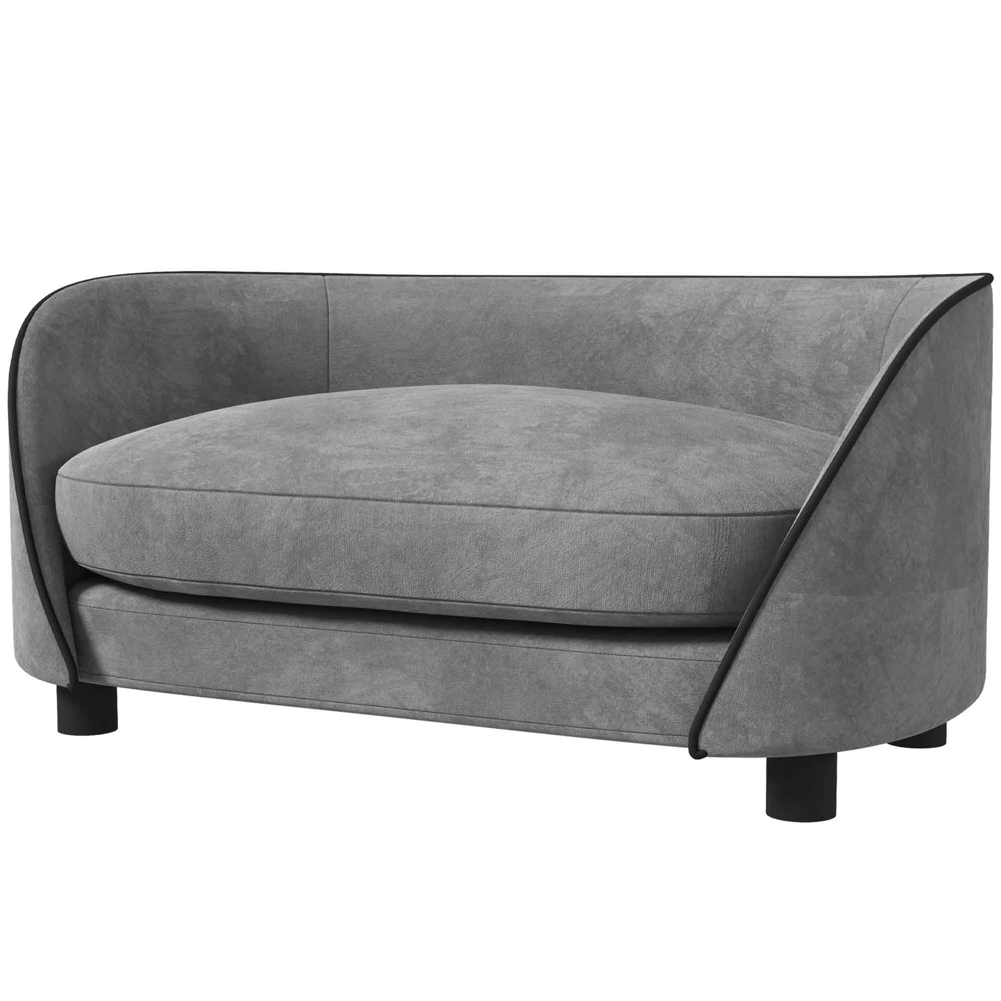PawHut Hundesofa mit weichem Kissen, abnehmbarem und waschbarem Bezug, Niederländischer Samtüberzug, Grau