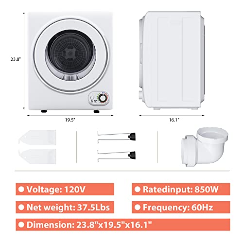 Euhomy Compact 850W Portable Clothes Dryer, 1.5 cu.ft, Quiet, Multi-Setting, Wall-Mountable, Ideal for Small Spaces