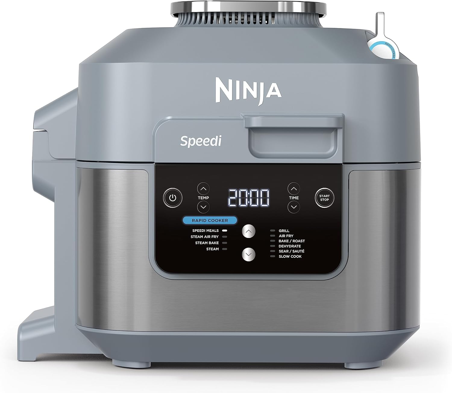 Ninja Combi 12-w-1 Multi-Cooker, kuchenka wielofunkcyjna, piekarnik i frytownica, 12 funkcji, przygotuj posiłki rodzinne w 15 minut, zawiera blachę do pieczenia, patelnię i przepisy, szary, SFP700EU