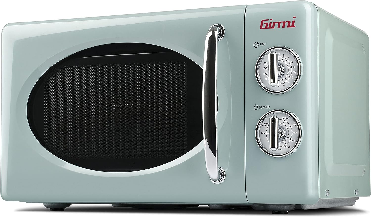 Girmi FM21 Forno Microonde Combinato, Vintage Design, 20 Litri, 700+800W, Cottura combinata, Funzione scongelamento, Timer 30 min, Verde acqua