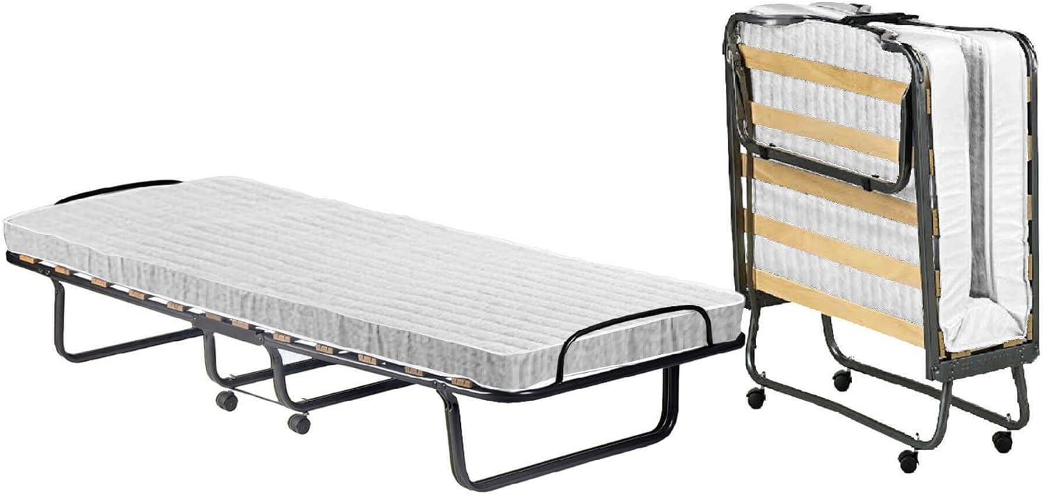 Talamo Italia Letto Pieghevole Deva, Brandina con Rete 12 doghe, Materasso Incluso, Lettino salvaspazio, 100% Made in Italy, 80x190h37 cm, Custodia Protettiva su Richiesta, Bianco, 190 cm