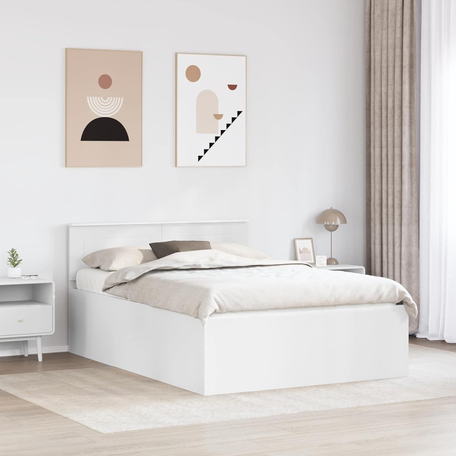 Generico Struttura del Letto Bianco 140 x 200 cm Legno Multistrato,Mobili,Set di mobili,Bianco,61.7 kg,3408578