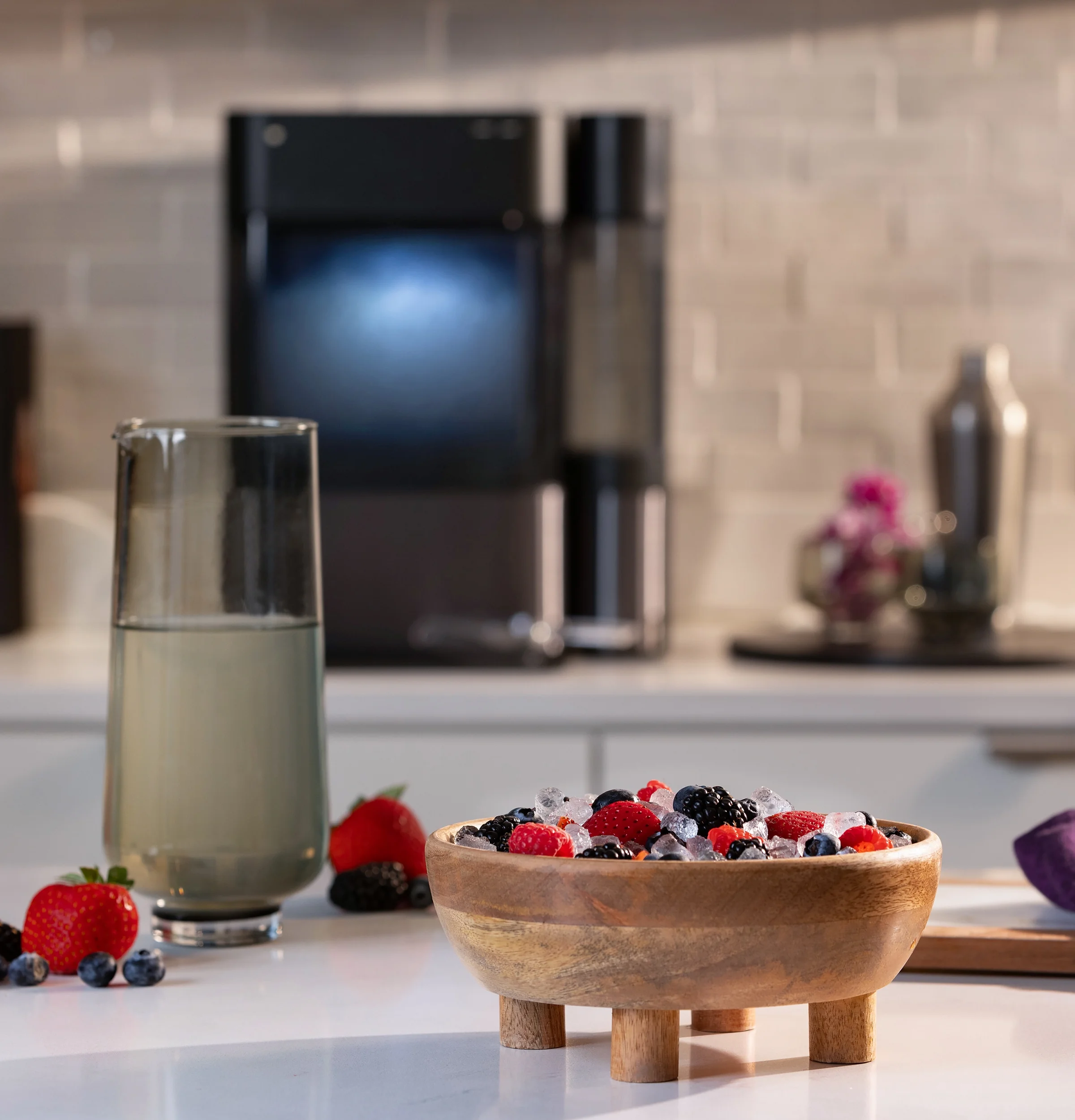 GE Appliances 38 lbs Capacity Built-In Ice Maker, Black Stainless Steel