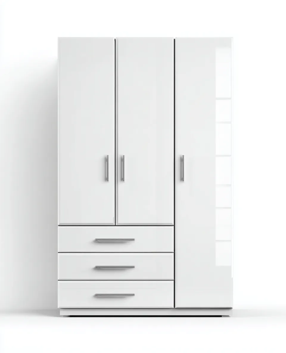 Kleiderschränke mit drei Türen - Holzwerkstoff-Metall - 158x60x188 cm - Weiß - Modernes Design