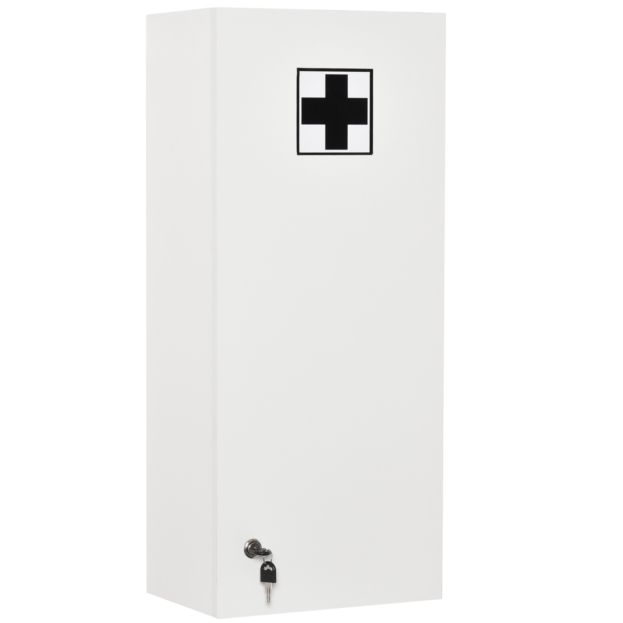 Kleankin Medizinschrank Arzneischrank Wandschrank Hängeschrank mit verstellbarer Ablage Erste-Hilfe-Kreuz abschließbar für Badezimmer Küche Flur Weiß 30x20x70 cm