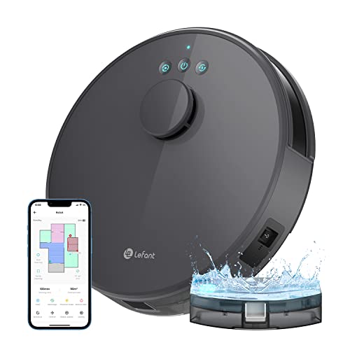 LEFANT M1 Robot Aspirapolvere Lavapavimenti con Mappatura,Navigazione LDS,4000 Pa Potente Aspirazione,150 min,Zona Vietata,Aspirapolvere Robot Sottile da Diam 32 cm Controllo App/Alexa,Grigio : Casa e cucina