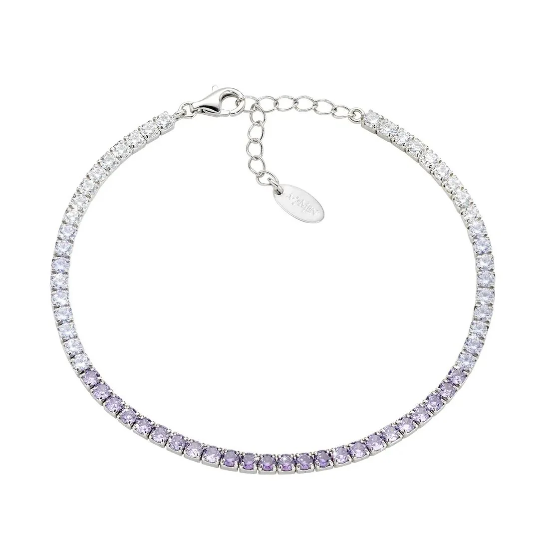 Bracciale Amen tennis argento bianco e viola in sfumatura degrad�� BT25DEBVI17