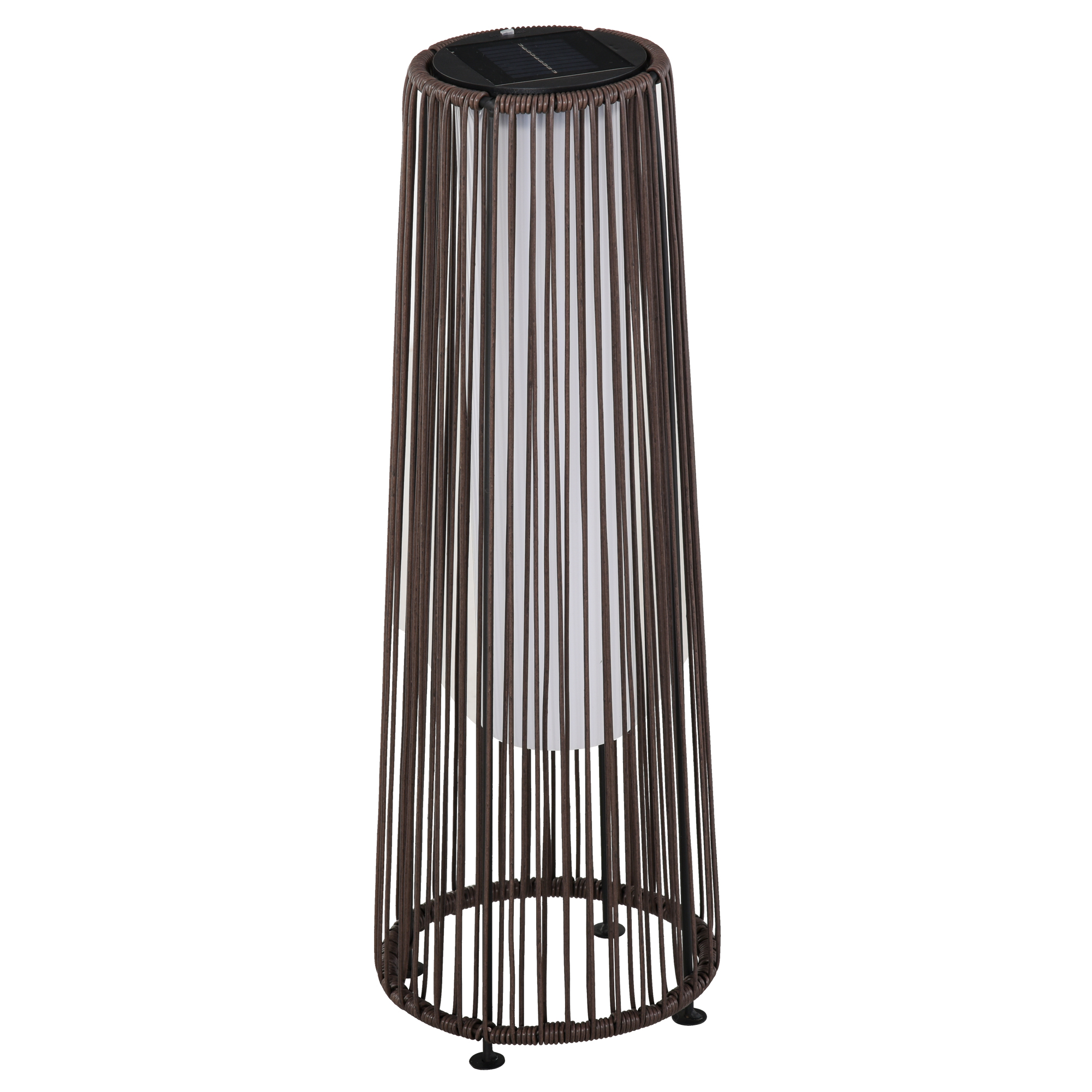Outsunny Gartenleuchte, Außenlampe, solarbetrieben, 8 Stunden Betrieb, Automatikmodus, Rattanoptik, 21,5 x 21,5 x 61 cm
