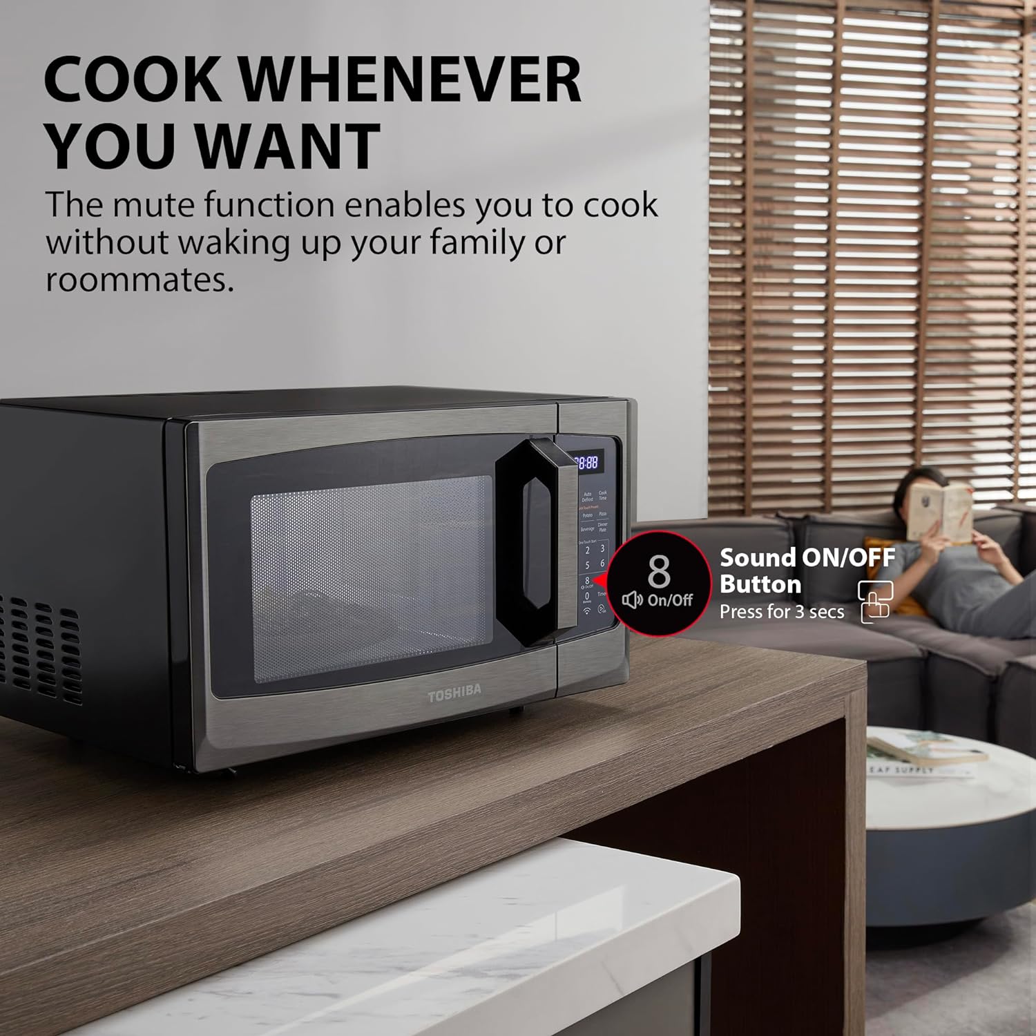 TOSHIBA 4-in-1 ML-EC42P(SS) Countertop Microwave Oven, Smart Sensor, Convection, Air Fryer Combo, Mute Function, Position Memory 13.6