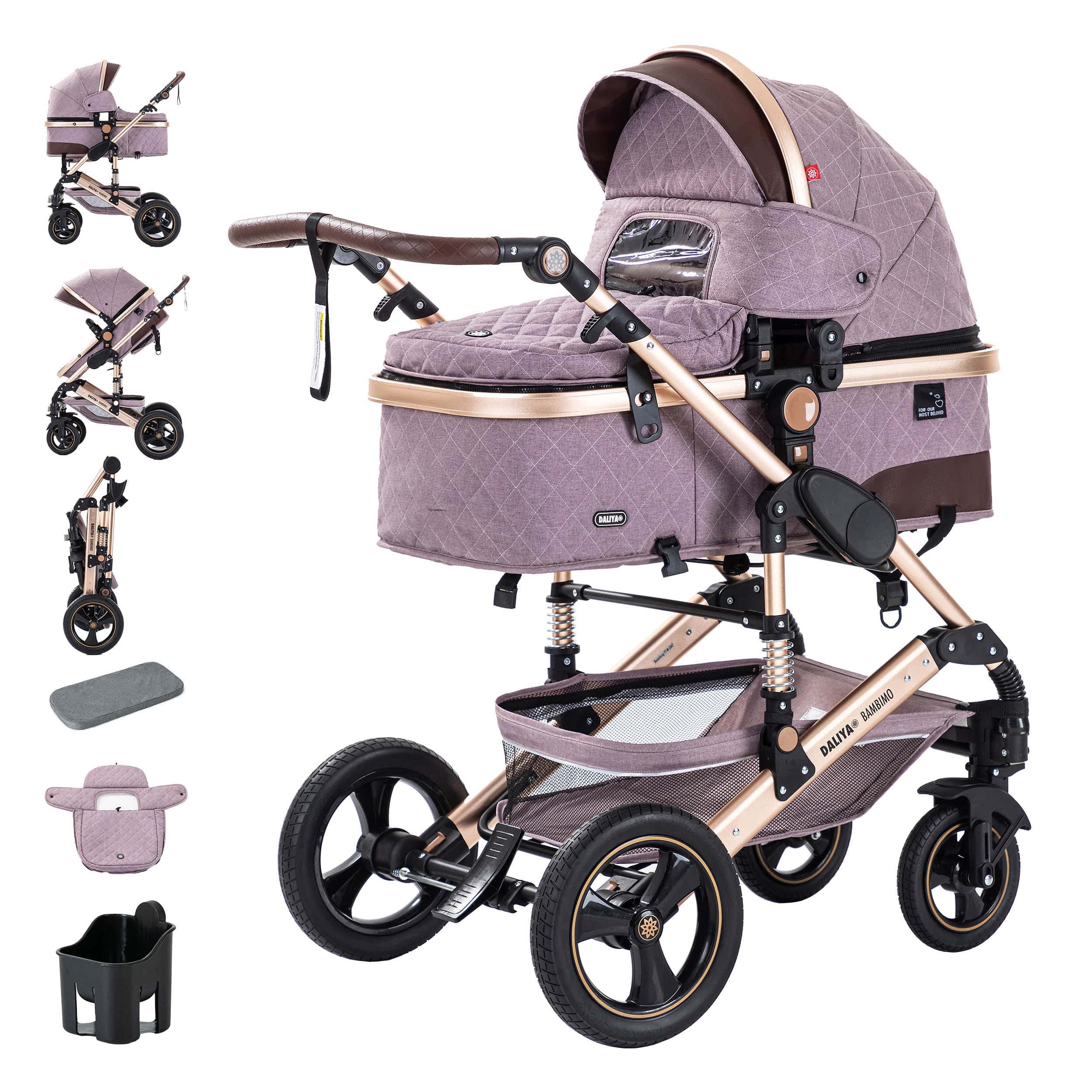 Kombi-Kinderwagen BAMBIMO 2in1 Kinderwagen & Buggy, Babywanne und Sportsitz, Alu-Rahmen