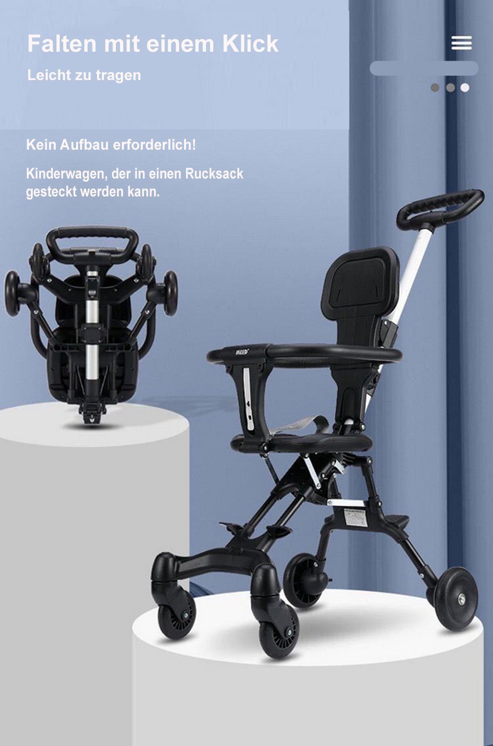 Kinder-Buggy Kinderwagen Baby Buggy ultraleicht und klappbar mit Sitzkissen