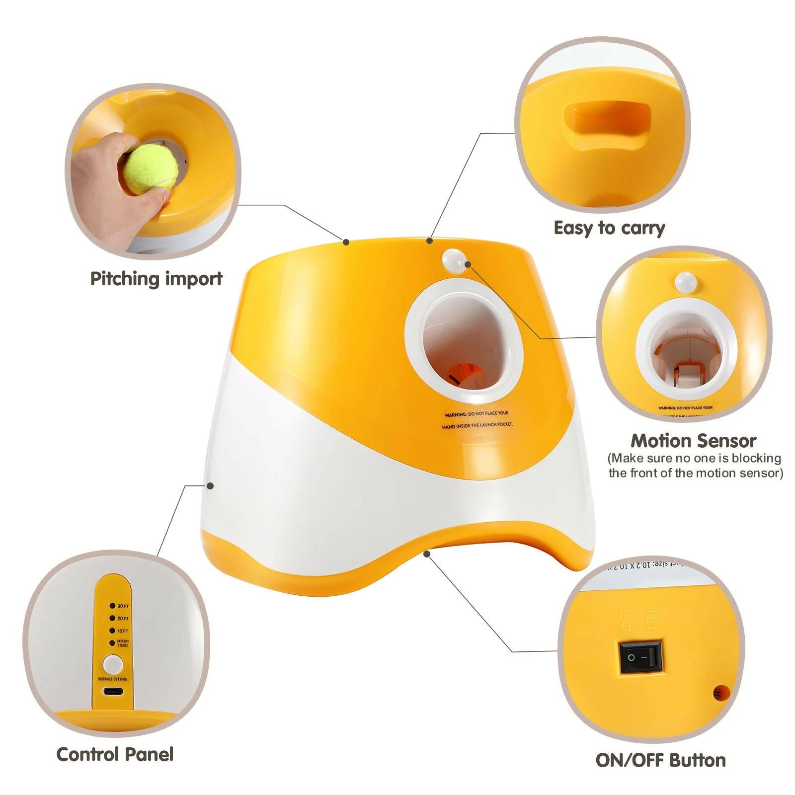Automatic Ball Launcher for Dogs �C 3 Distance Settings & 6 Balls Included