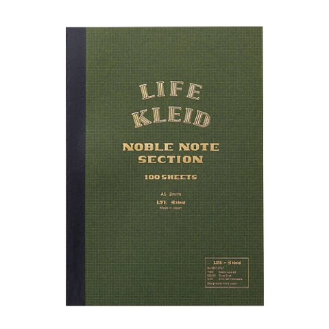 LIFE x Kleid Noble Notebook - A5 - Olive - Cream Paper