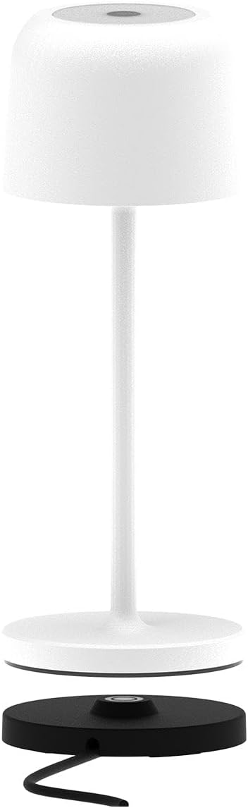 Lumisky Tischleuchte, kabellos, LED, Warmweiß, dimmbar, SOPHIA WHITE H28 cm, Weiß, mit Ladeplatte, 6 Stück