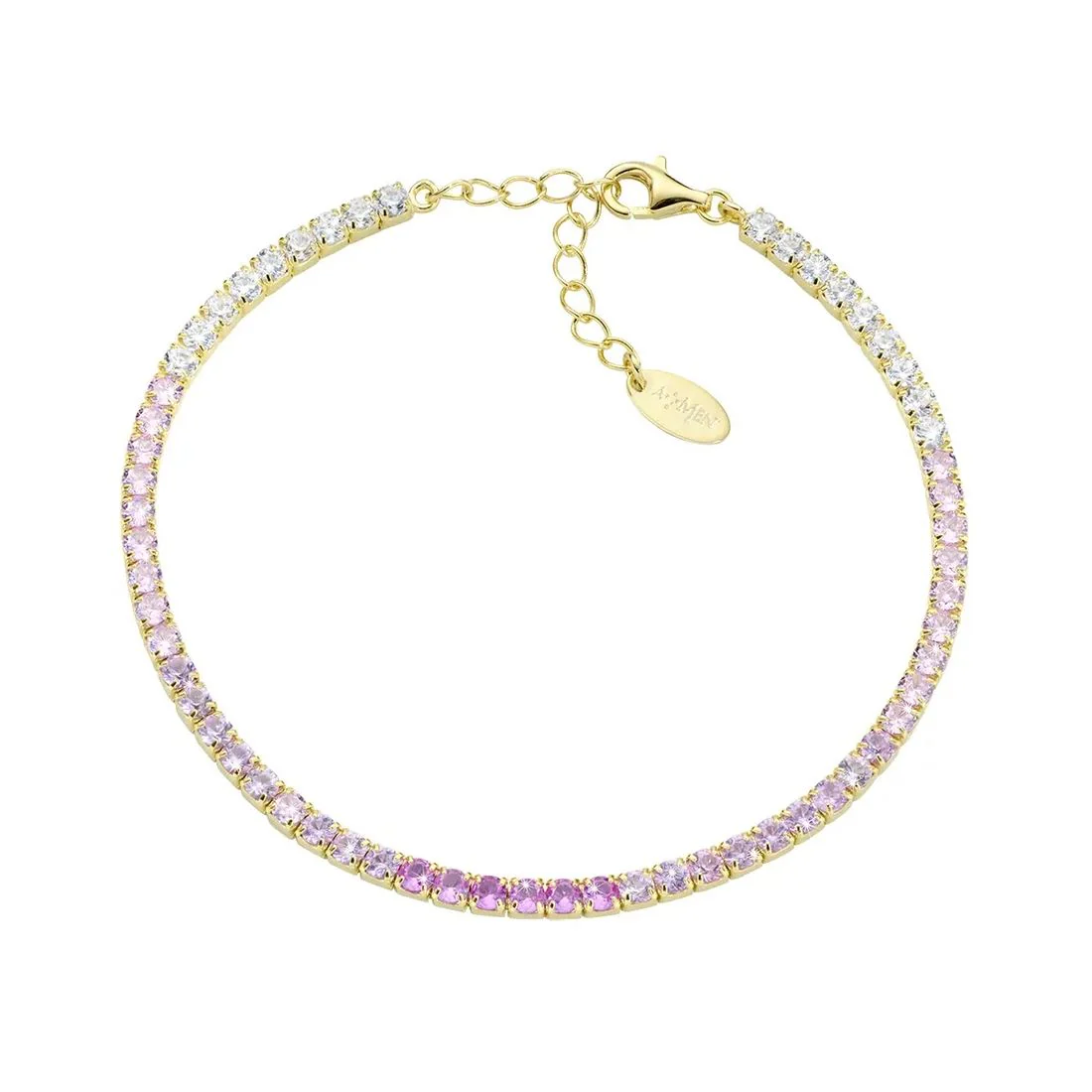 Bracciale Amen tennis dorato bianco e rosa in sfumatura degrad�� BT25DEGRO17