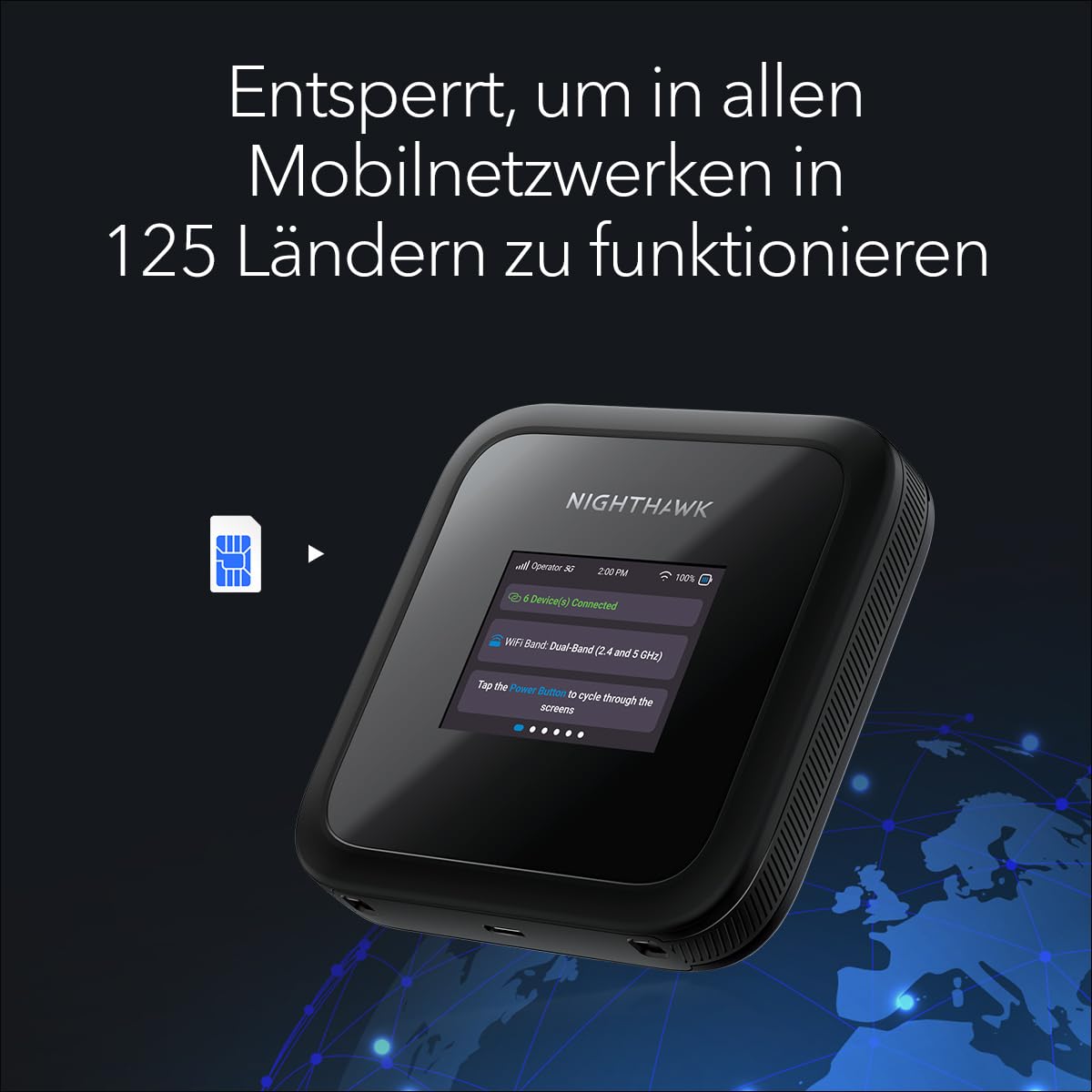 Mobiler 5G-WLAN-Router M3 Wi-Fi 6 Dualband bis 2,5 Gbit/s für bis zu 32 Geräte mit Hotspot-Funktion und Akku