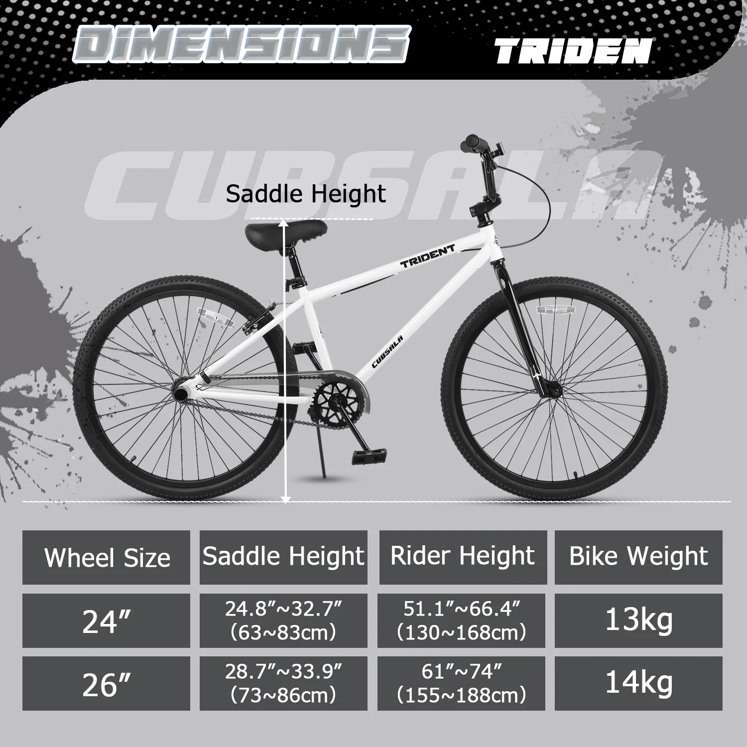 cubsala 24 Inch BMX Race Bike Trident Bicycles Beginner-Level to Advanced Riders with 2 Pegs Trick Cycling and Professional Riding, Black