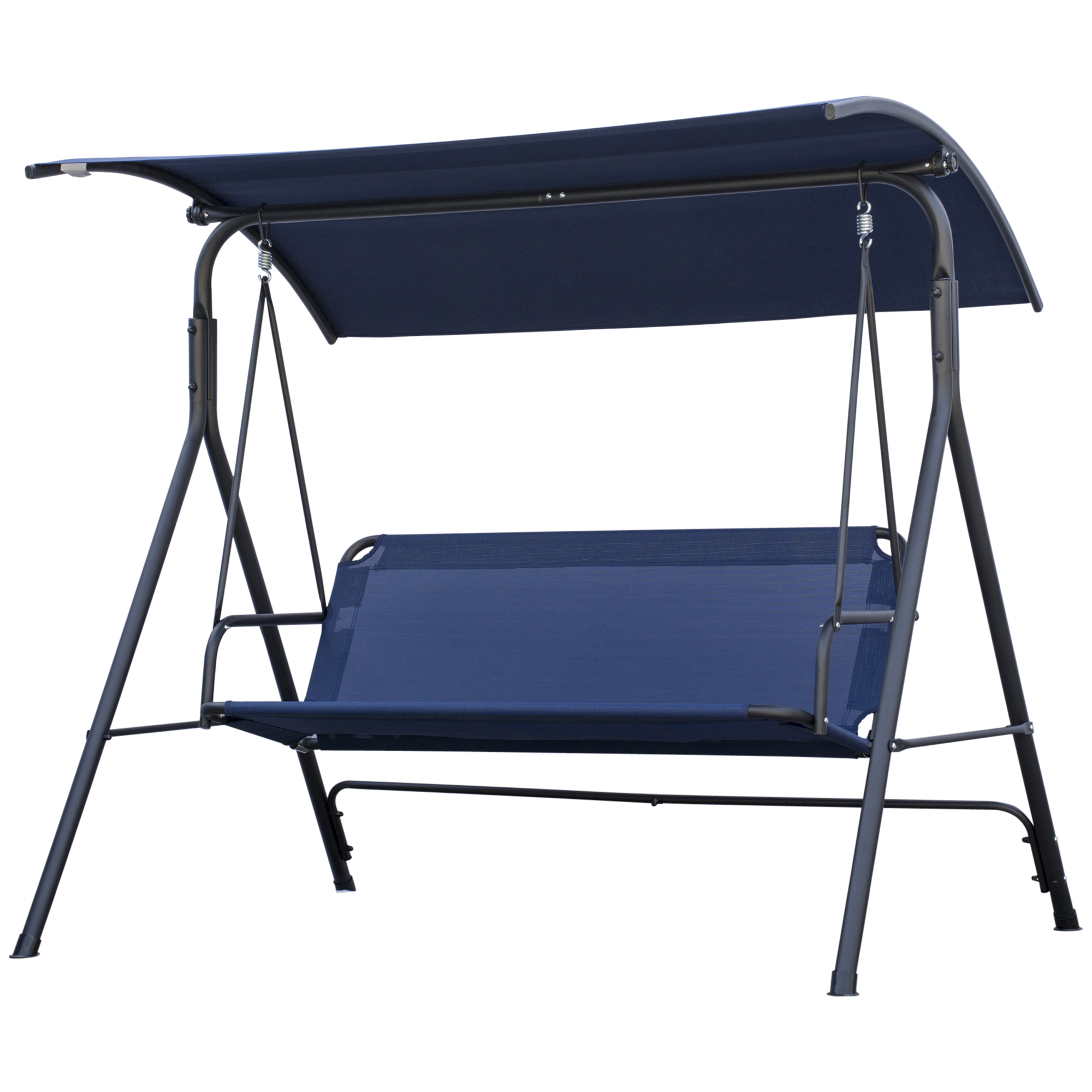 Outsunny Garten-Dreisitzer mit Verstellbarem Sonnenschutz, Oxford-Gewebe und Stahl, Dunkelblau