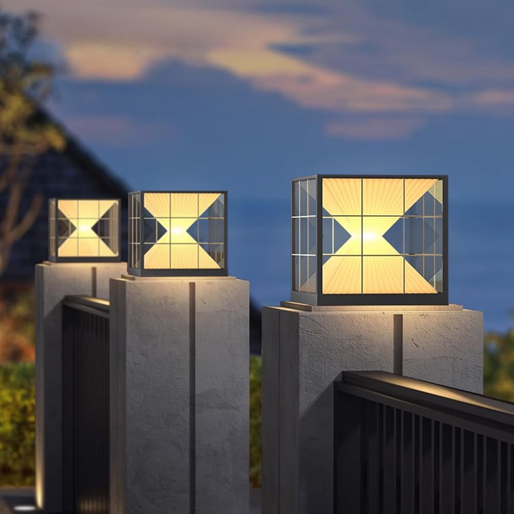 Solar-Garten-Säulenleuchte, wasserdicht, Landschafts-Stehlampe, hohe Helligkeit, Pfostenleuchte für Korridore, Balkone, Gänge und Zäune, perfekt für Terrassenbeleuchtung