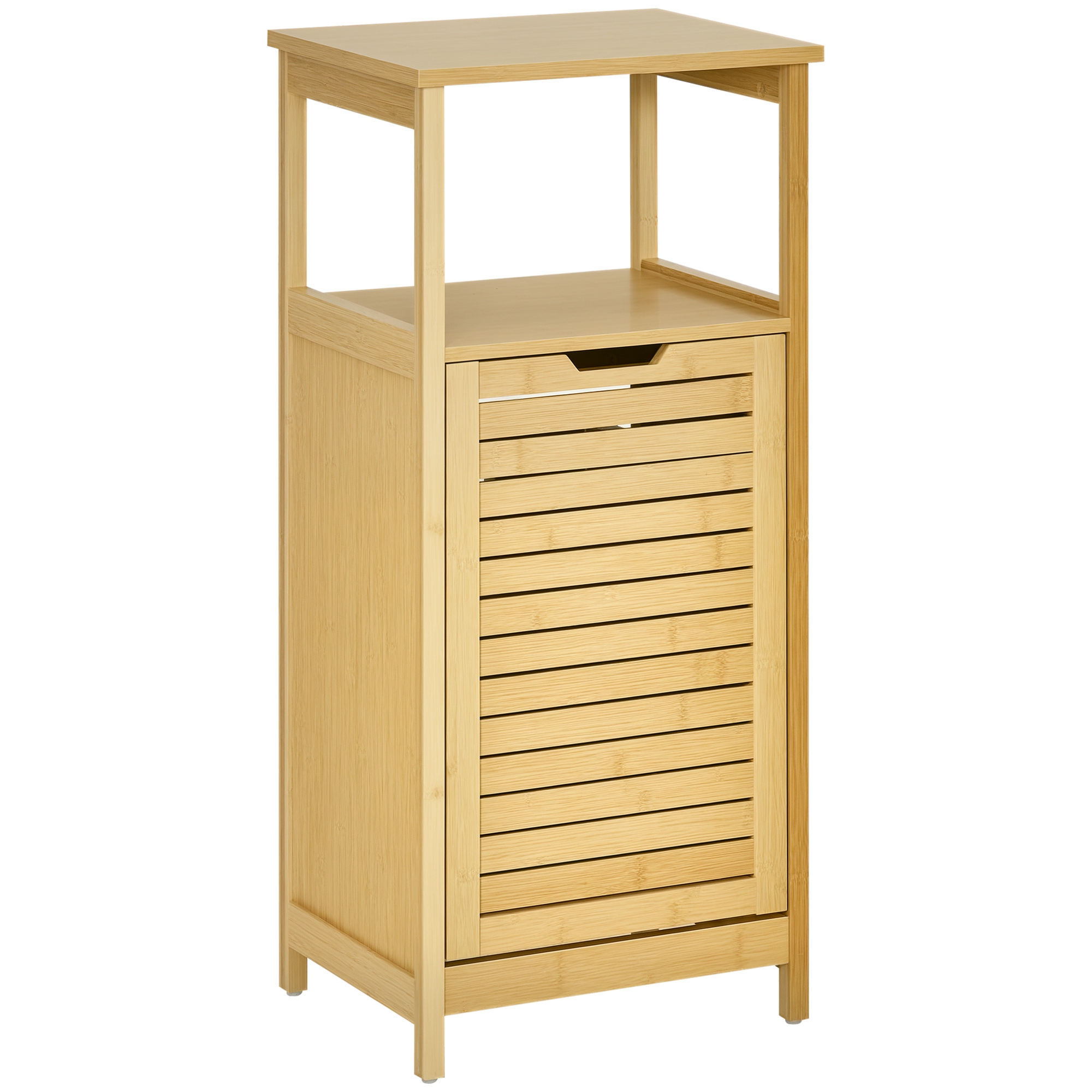 kleankin 2-in-1 Wäschekorb, 1 Regal, Korb aus Vlies, 40 cm x 30 cm x 86,5 cm Bambus Natur