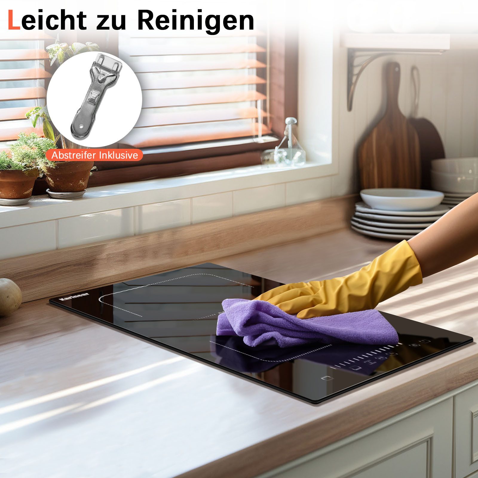 Induktions-Kochfeld 2 Platten, 3500W, Touch-Bedienung, Kindersicherung VDE-Stecker