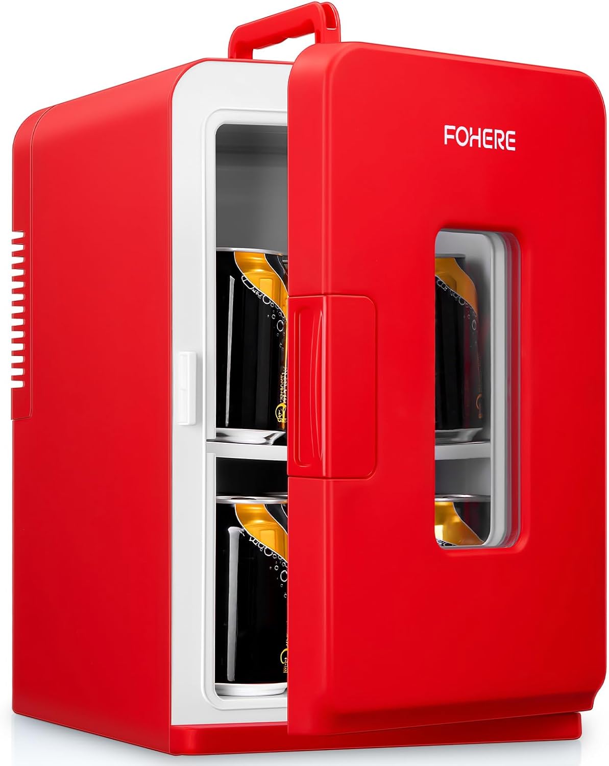 FOHERE 2 in 1 Mini Fridge 15 Litre Portable Refrigerator with Cooling and Heating Function, 12V DC/220V AC for Car, Offices and Bedrooms, Eco & Max Mode