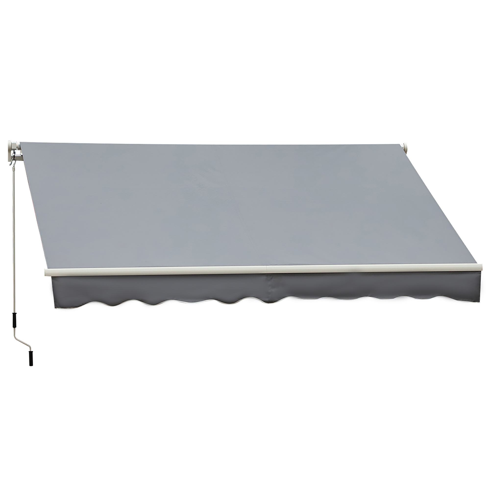Outsunny Manuell einziehbare Markise Winkelverstellbar Aluminium Polyester wasserdicht 3L x 2,5B m Grau