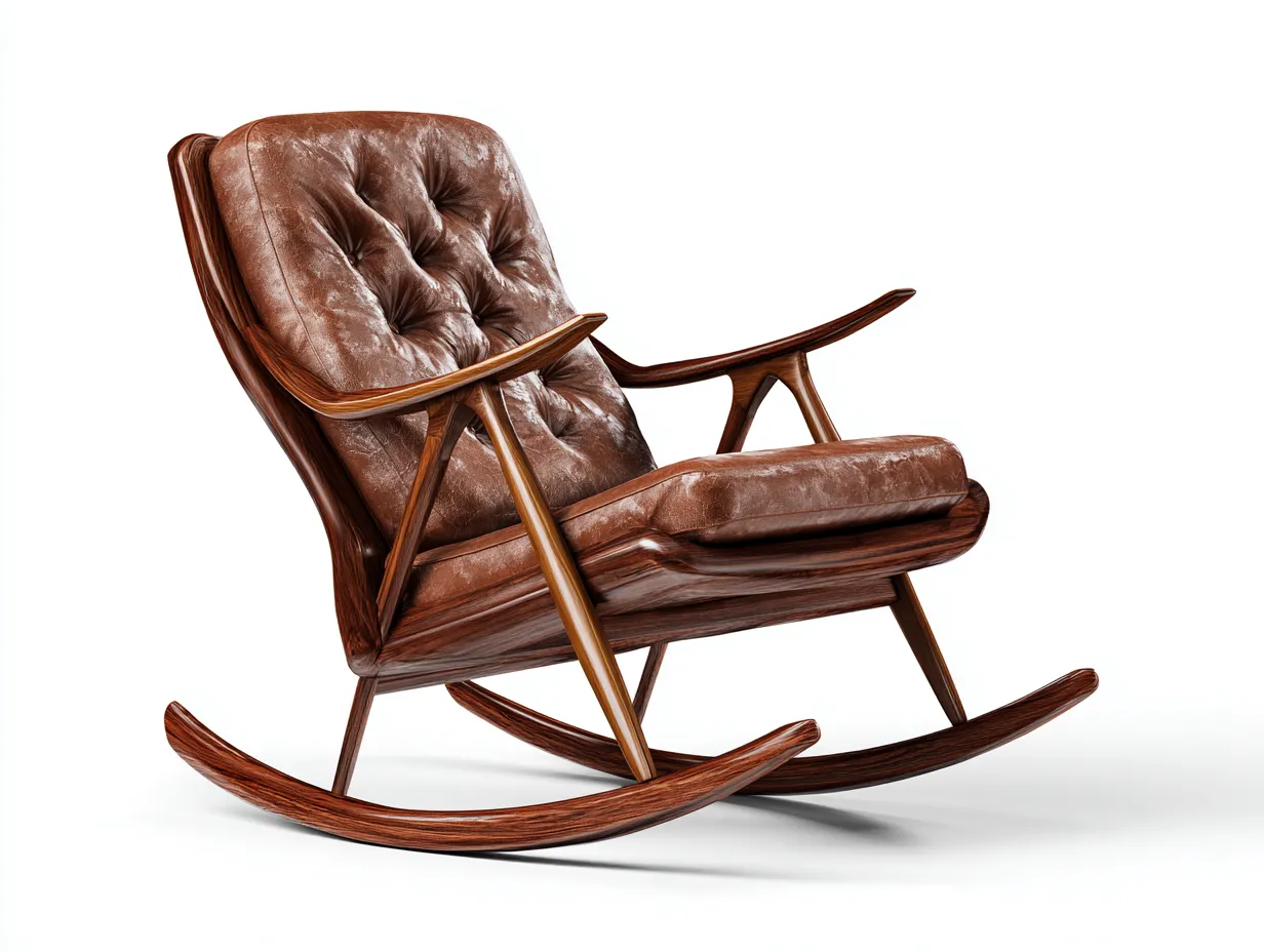 Schaukelstuhl Kunstleder 76 x 98 x 102 cm - braun - für Wohnzimmer - modern mit Holzgestell