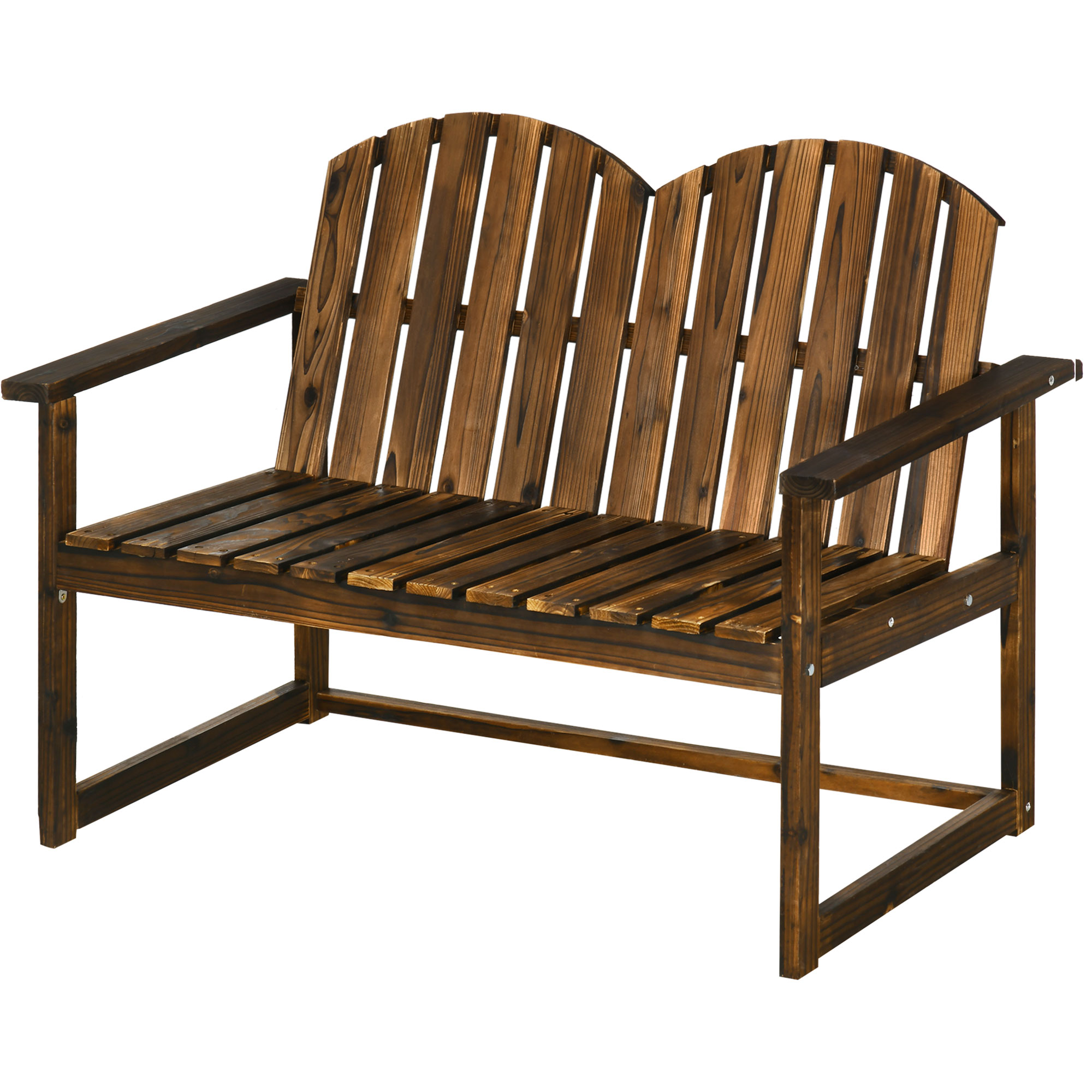 Outsunny Gartenbank für 2 Personen, rustikales Design, Tannenholz, 114x63x86 cm
