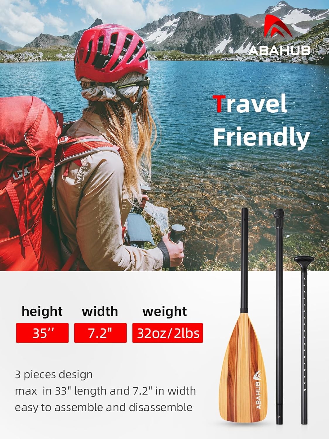 Abahub Pagaia SUP Alluminio Remi SUP Paddle Stand Up Paddle Telescopico 173-213 cm per Tavola da Surf Canoa SUP, Lama in Nylon di Plastica in Nero/Blu/Verde/Rosso/Arancione/Giallo
