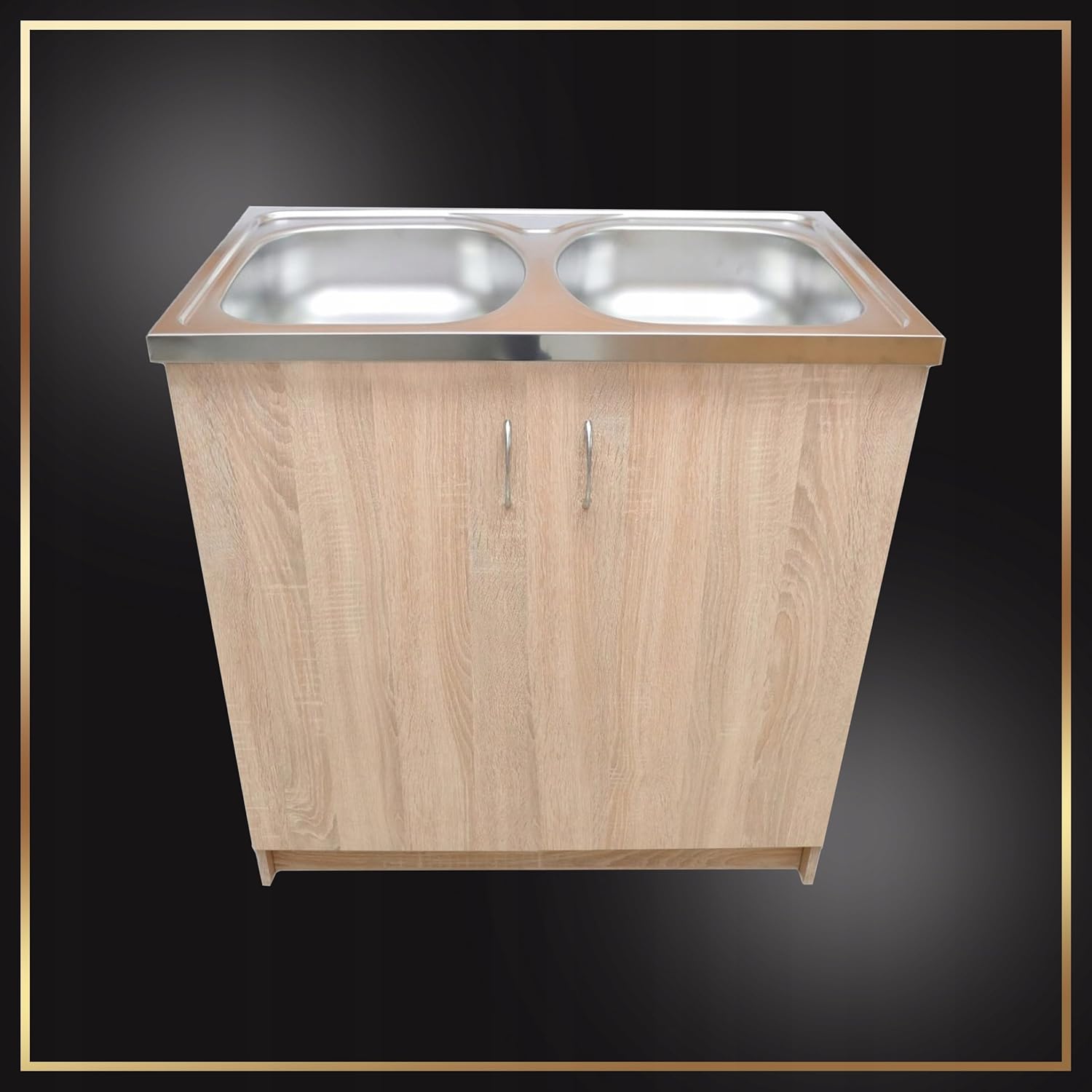 Sonoma - Armadio da cucina, 80 cm, 2 camere, colore beige, flessibile, 46 cm, con raccordo elastico, pronto per il montaggio XXL