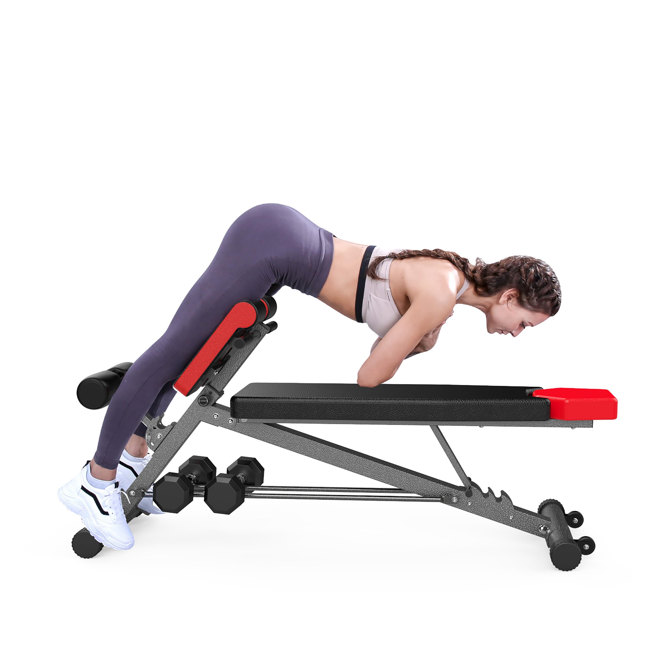 Finer Form multifunktionale Hantelbank mit Bauch und Rückentrainer, verstellbar für Ganzkörpertraining