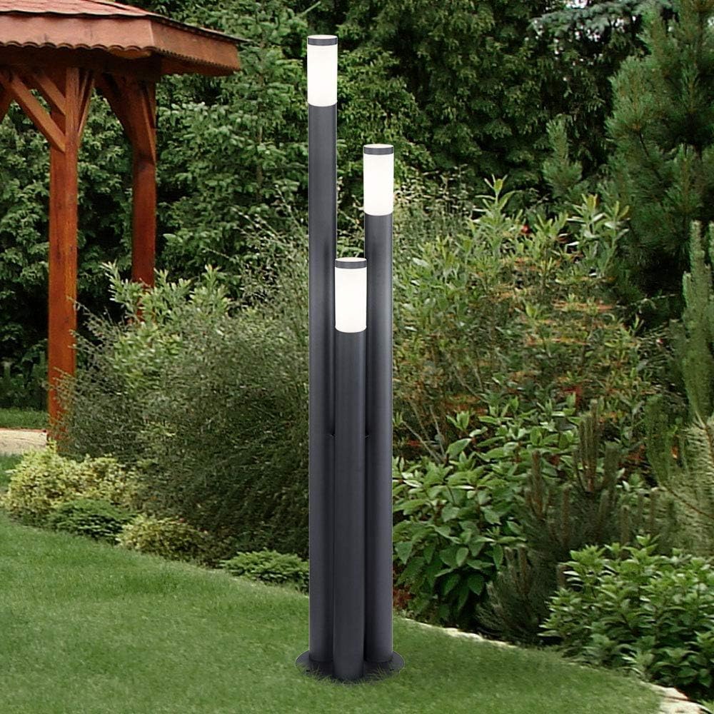 Außenleuchte Stehlampe Wegeleuchte außen Gartenlampen anthrazit IP44, Edelstahl Kunststoff opal modern, 1x LED warmweiß, DxH 28x170cm