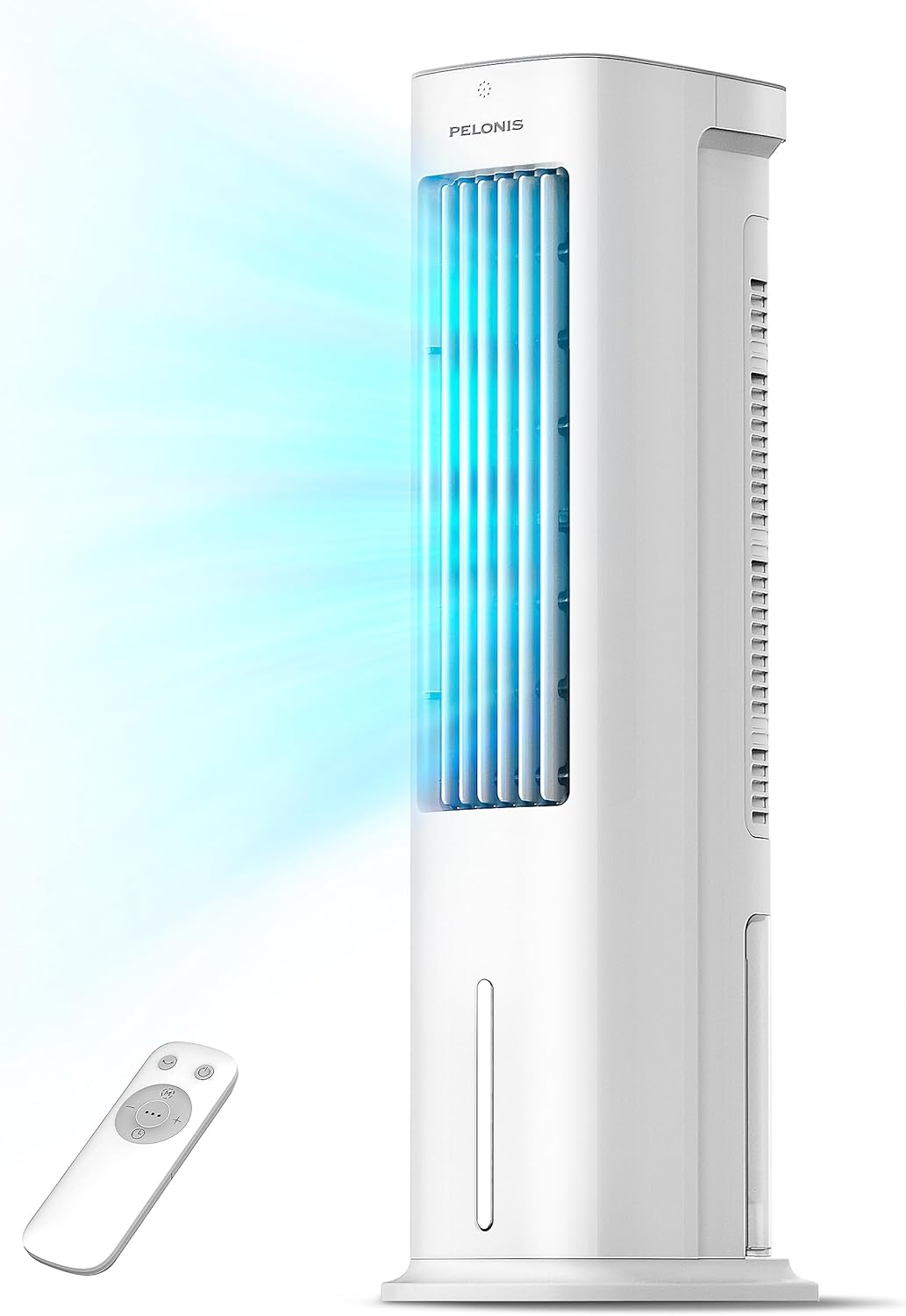 PELONIS Luftkühler mit Wasserkühlung, Klimaanlage Mobil, 5L Ventilator mit Wasserkühlung, Klimagerät Luftbefeuchter mit Fernbedienung, 355m³/h Klimaanlage Ohne Abluftschlauch