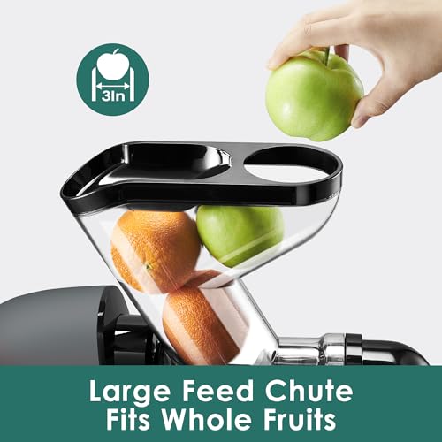 Fretta Cold Press Juicer,Juicer Machines Vegetable and Fruit with 3'' Feeding Chute, Masticating Slow Juicer, Juice Extractor, Juicer Squeezer Easy to Clean,2 Speed, BPA Free, 200W (Cool Grey): Home & Kitchen