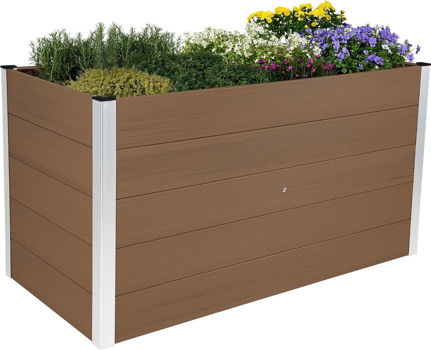 dobar XXL Hochbeet aus WPC, Pflegeleichtes Holz-Kunststoff Hochbeet 700L, 150x70x75 cm, WPC Pflanzkasten mit Aluminium-Kanten, Hellbraun