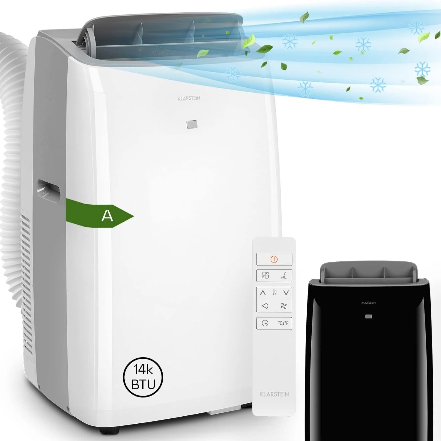 KLARSTEIN Grandbreeze Pro 14K �C Mobiele airconditioner, luchtontvochtiger, ventilator, 3 snelheden, 14000 BTU/1,65 kW, ruimte: 42 tot 68 m2, luchtstroom: 460 m3/u, CEE A �C Wit airco