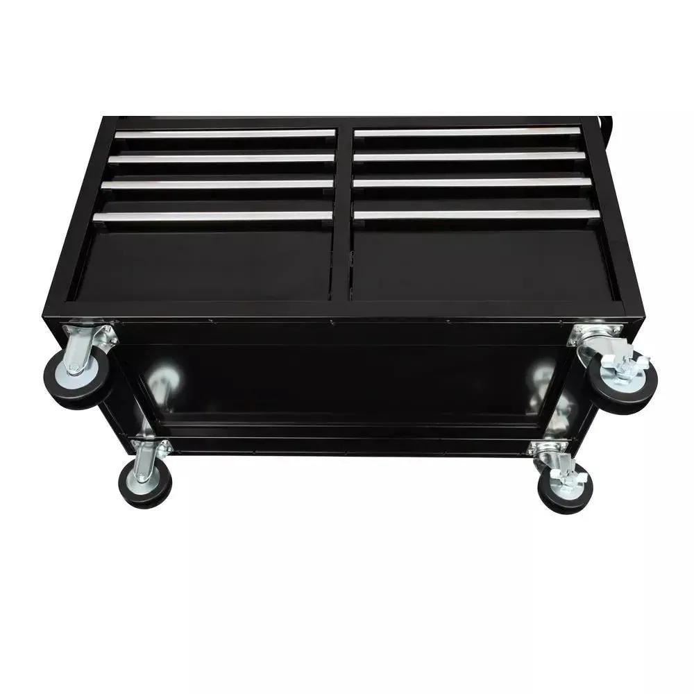 46 inch B x 24 inch D 9-laden hoogglans zwarte diepe gereedschapskist mobiele werkbank