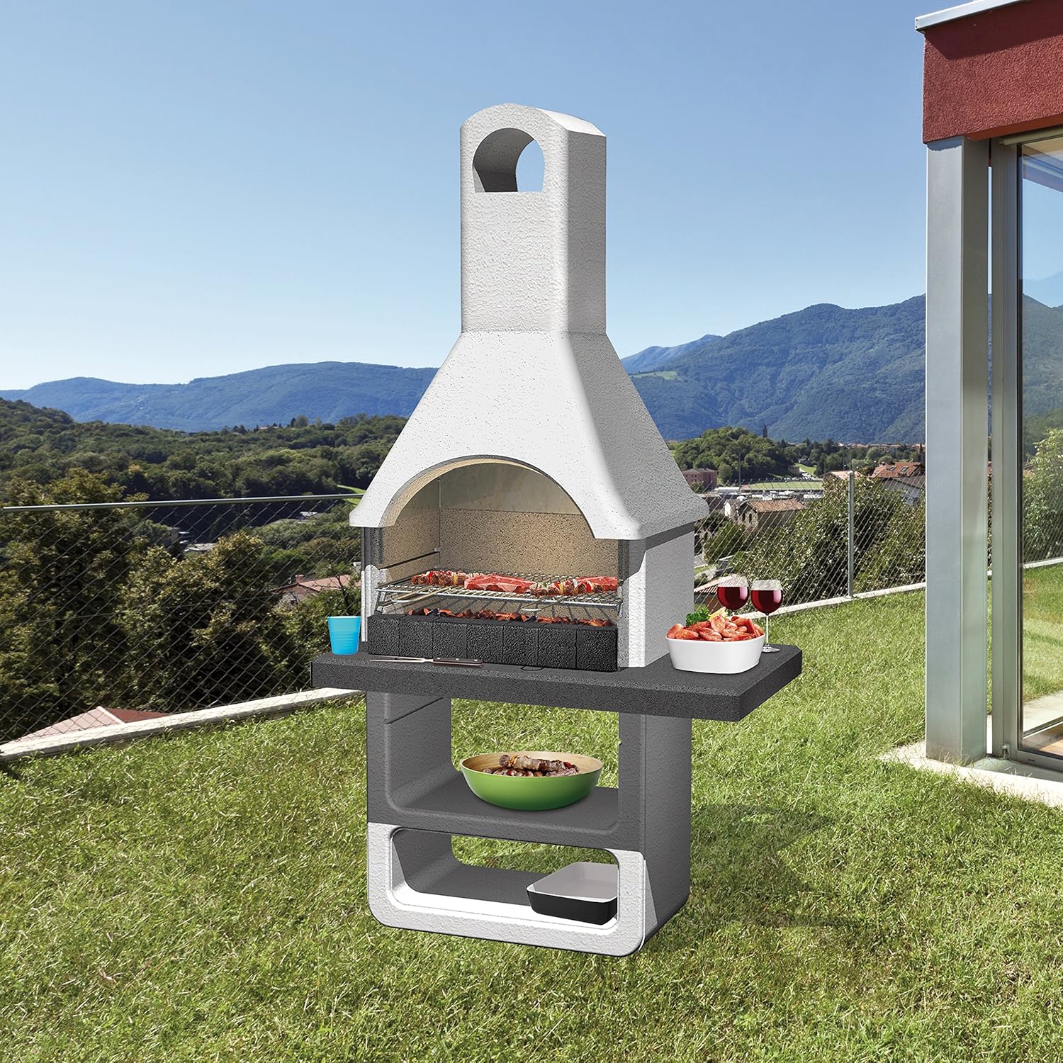 Sarom Barbecue in muratura Maribor con contracappa in metallo - legno/carbonella