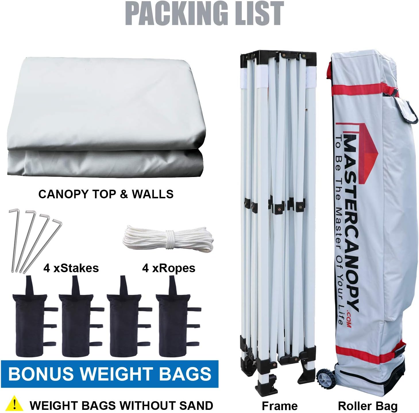 MASTERCANOPY Heavy Duty Pop-up Canopy Tent with Sidewalls (10x15 White)