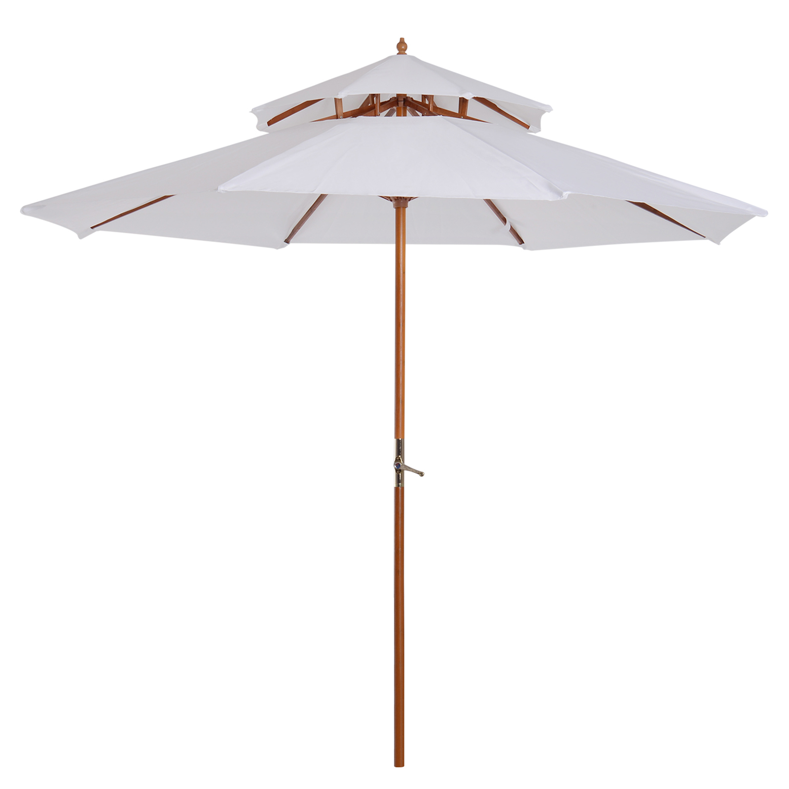 Outsunny Holz Sonnenschirm Holzschirm Gartenschirm Balkonschirm Doppeldach Creme