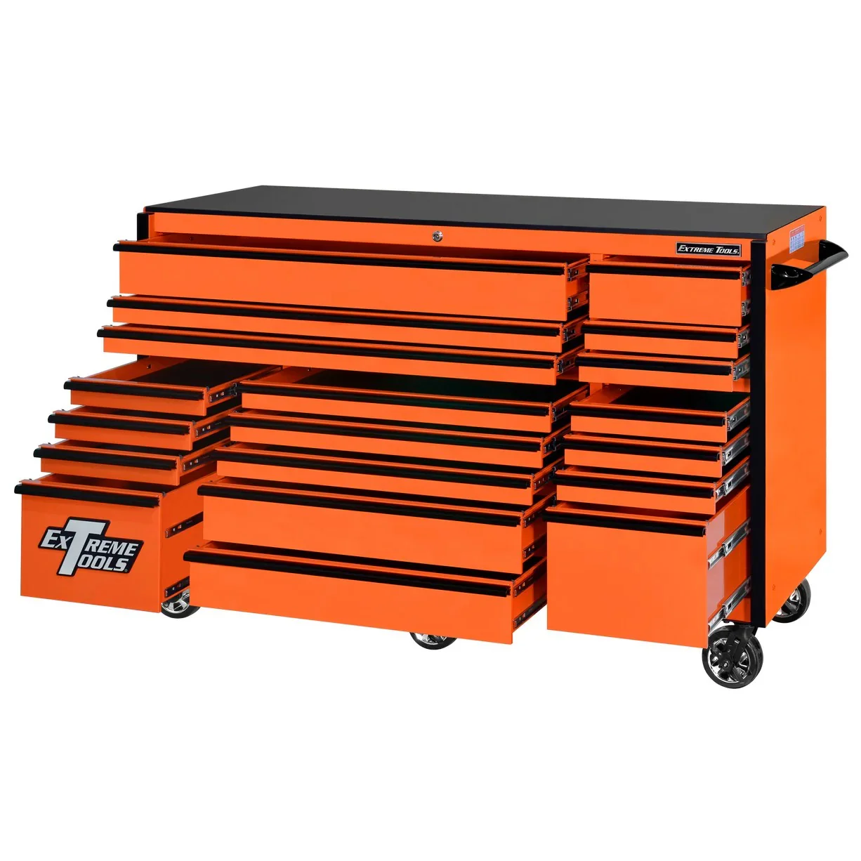 Extreme Tools RX250 Series 72-inch x 30-inch Rolling Cart �C 19 Drawers �C 250 lb Drawer Slides
