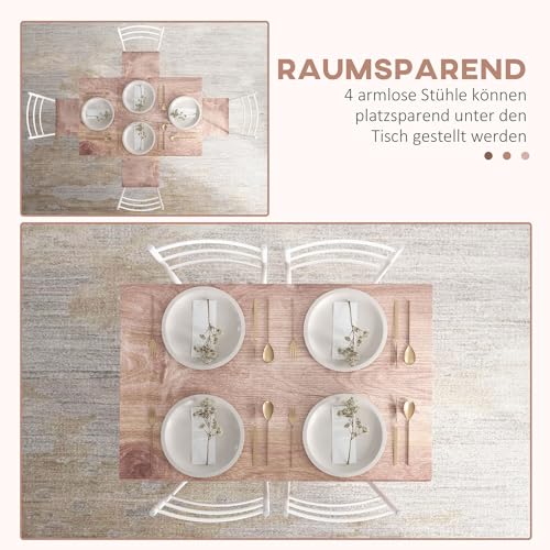 HOMCOM Set da pranzo, tavolo da pranzo con 4 sedie da cucina, salva spazio, set da pranzo, set da pranzo per cucina, in acciaio, marrone : Casa e cucina