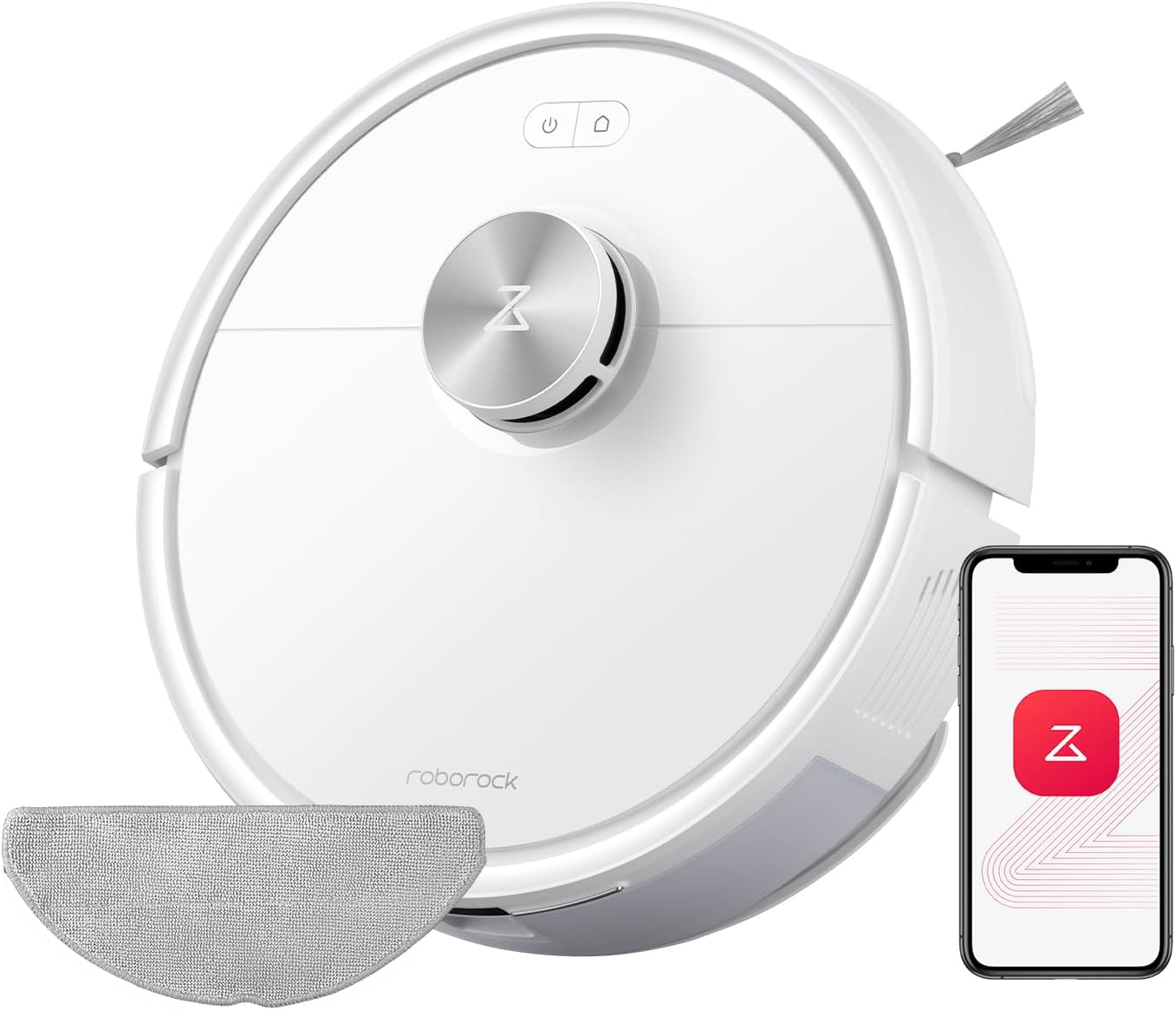 roborock Q7 M5 Set Robot Aspirapolvere Lavapavimenti con Mappatura, 10.000 Pa, Anti-groviglio, Quantità d'acqua Regolabile per il Lavaggio, Auto Boost sui Tappeti, Controllo APP, Bianco