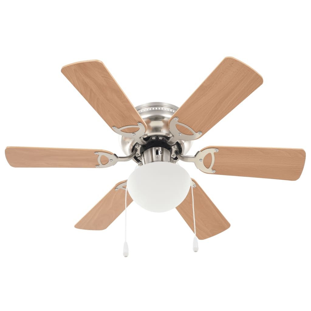 Deckenventilator Dekorativer Deckenventilator mit Leuchtmittel 82 cm Hellbraun