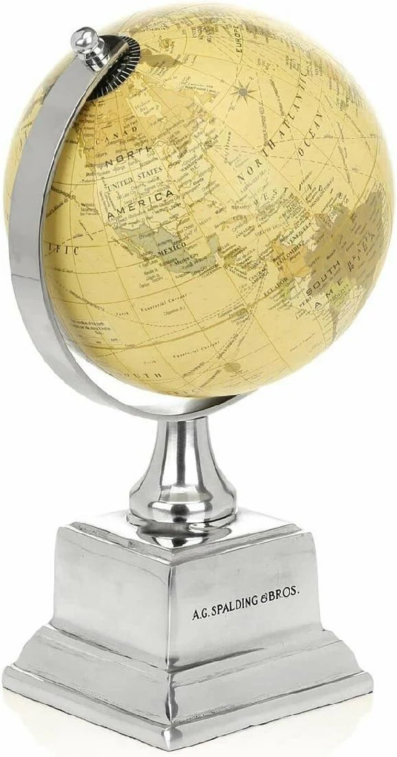 Fermacarte Spalding & Bros mini globo vintage in fusione d'alluminio 862845U828