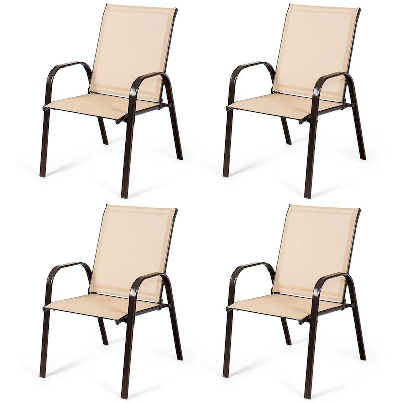 Costway 4PCS Patio Chairs Garden Deck Yard with Armrest - See Details