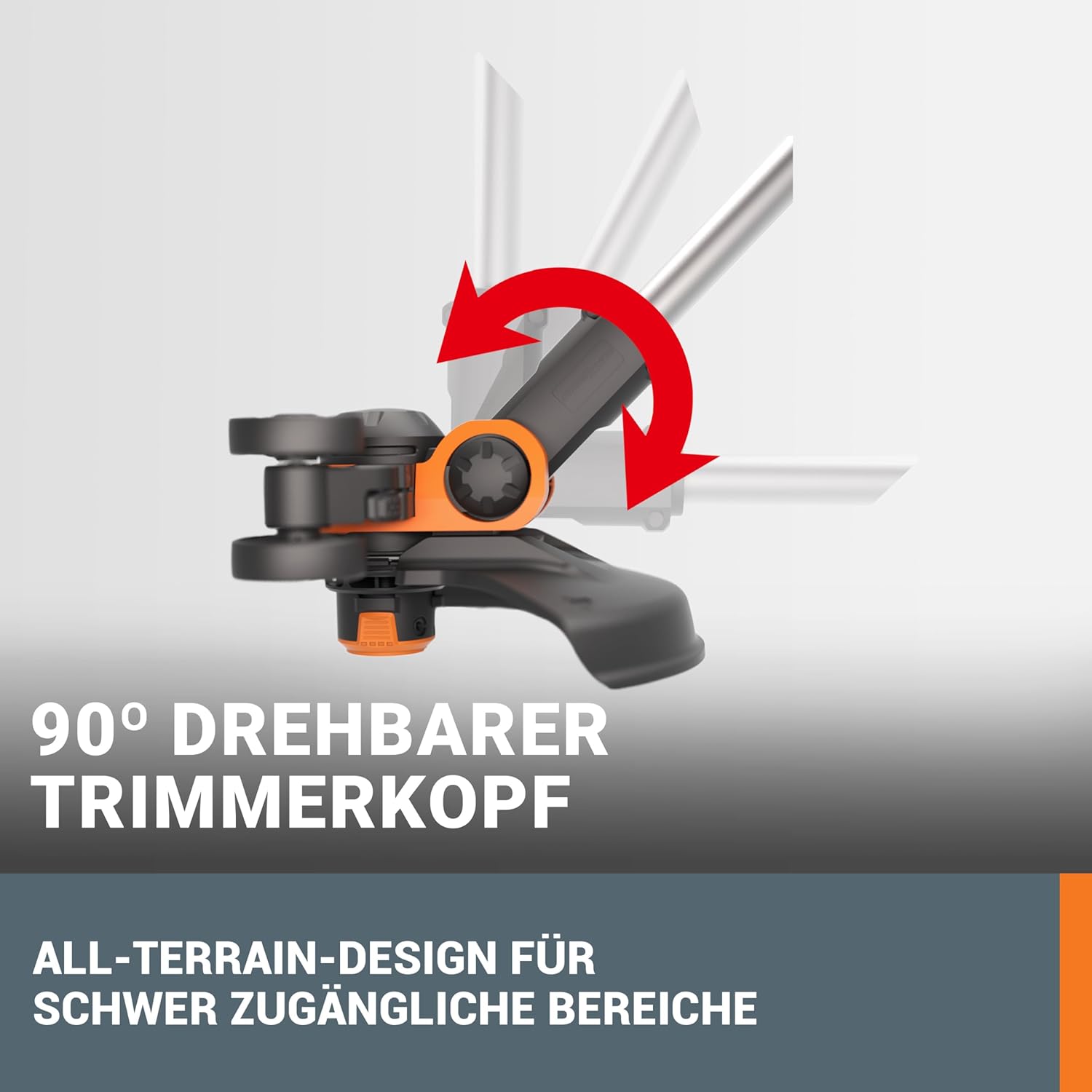 WORX 18V(20V MAX) Akku Rasentrimmer WG163E.3, 2-in-1 rasenkantenschneider mit 90° drehbarer Trimmerkopf, Teleskopstiel, Powershare, 2 x 2,0 Ah Akku